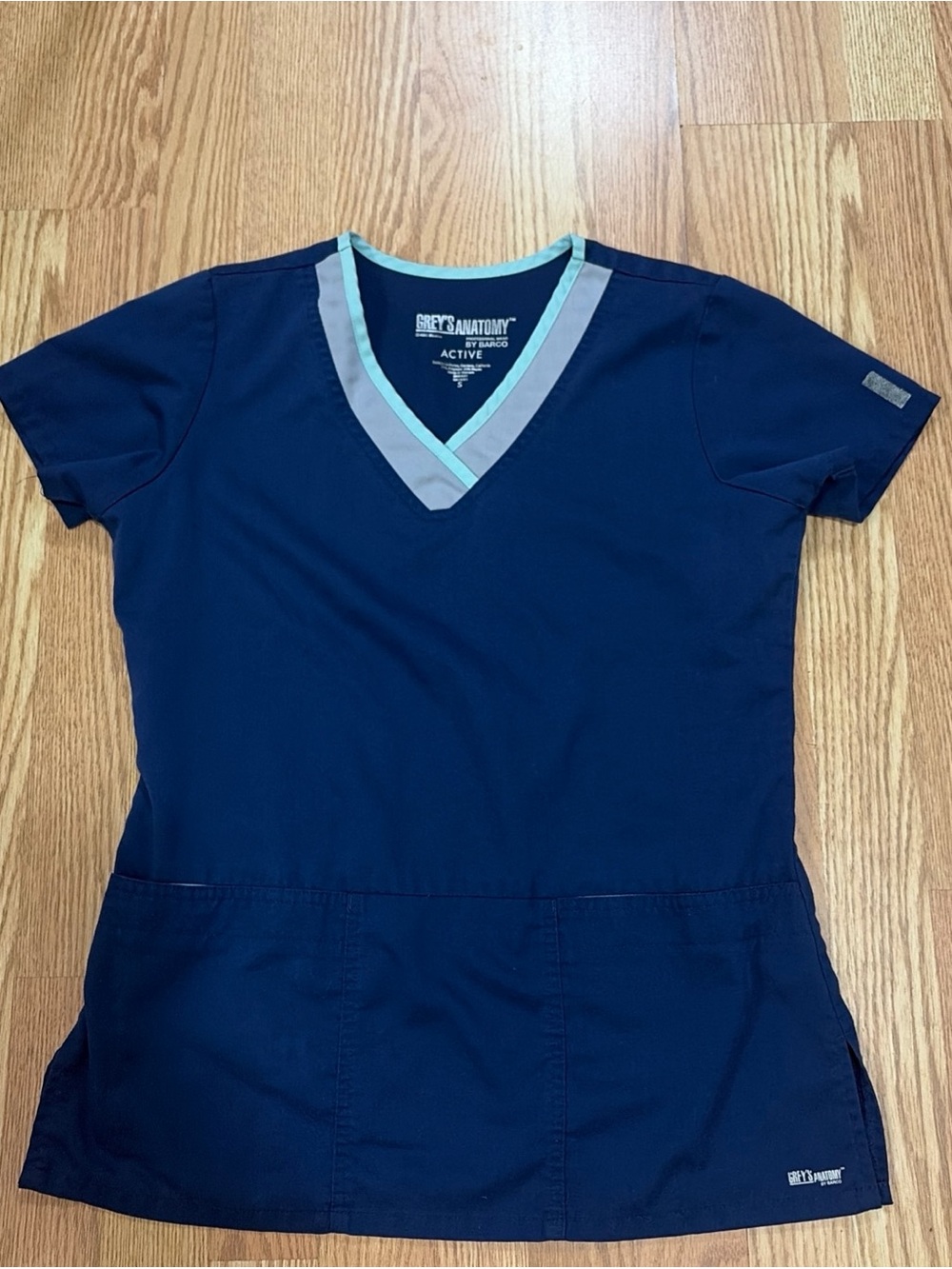 Grey's Anatomy Navy Scrub Top with Mint Trim